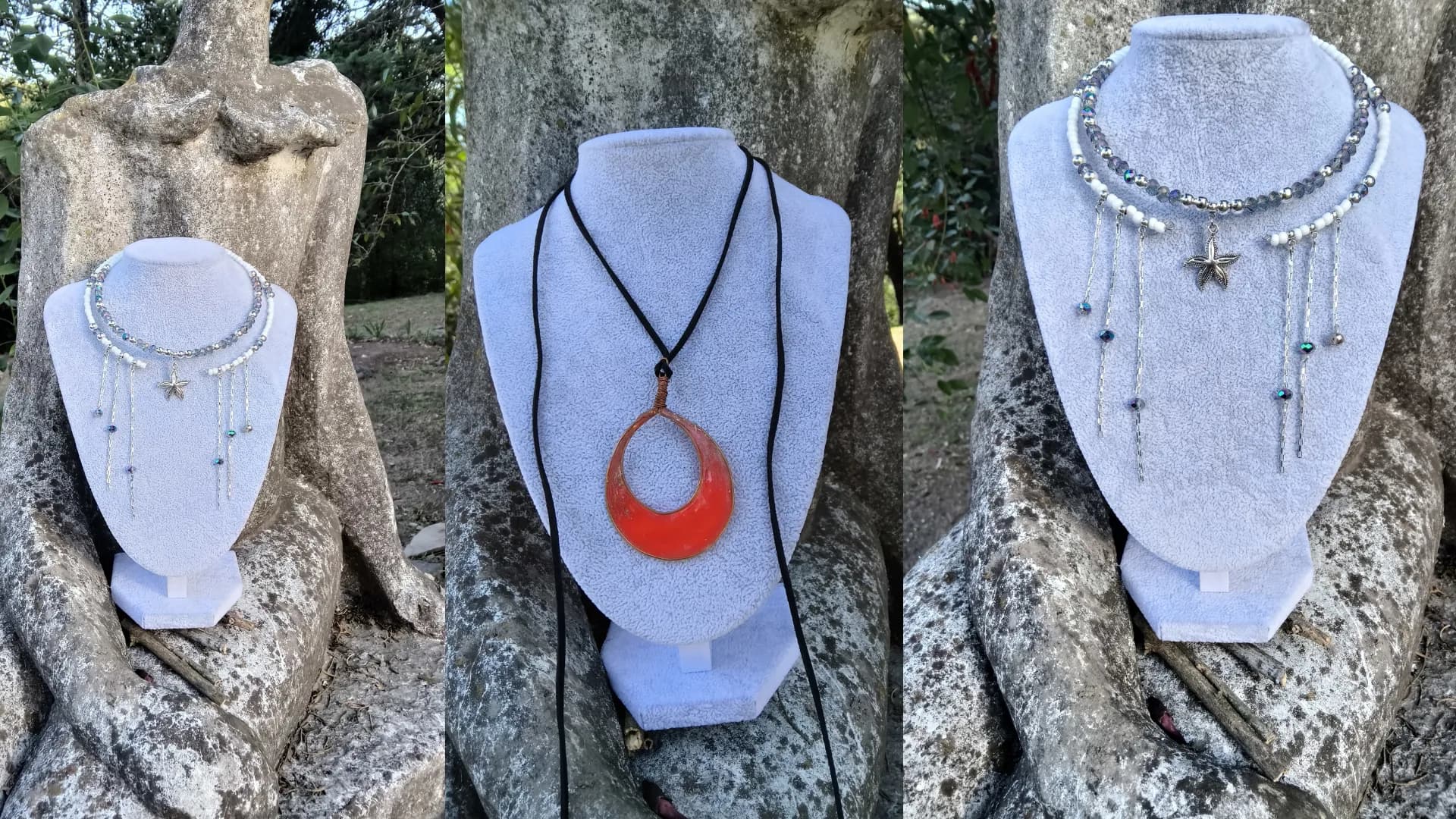 Joyería artesanal sobre lino natural